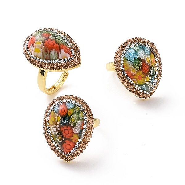 PandaHall Adjustable Lampwork Teardrop with Flower Ring with Rhinestone, Golden Brass Lucky Jewelry for Women, Colorful, Inner Diameter...
PandaHall Adjustable Lampwork Teardrop with Flower Ring with Rhinestone, Golden Brass Lucky Jewelry for Women, Colorful, Inner Diameter...