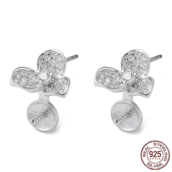 PandaHall Rhodium Plated 925 Sterling Silver Stud Earring Findings, with Micro Pave Clear Cubic Zirconia, Flower, for Half Drilled Beads...
PandaHall Rhodium Plated 925 Sterling Silver Stud Earring Findings, with Micro Pave Clear Cubic Zirconia, Flower, for Half Drilled Beads...