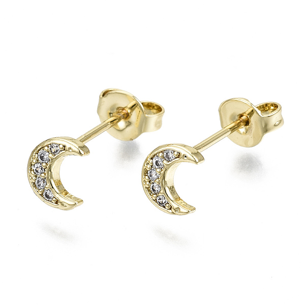 PandaHall Brass Micro Pave Clear Cubic Zirconia Stud Earrings, with Ear Nuts, Nickel Free, Moon, Real 16K Gold Plated, 6x5.5mm, Pin: 0.7mm...
PandaHall Brass Micro Pave Clear Cubic Zirconia Stud Earrings, with Ear Nuts, Nickel Free, Moon, Real 16K Gold Plated, 6x5.5mm, Pin: 0.7mm...