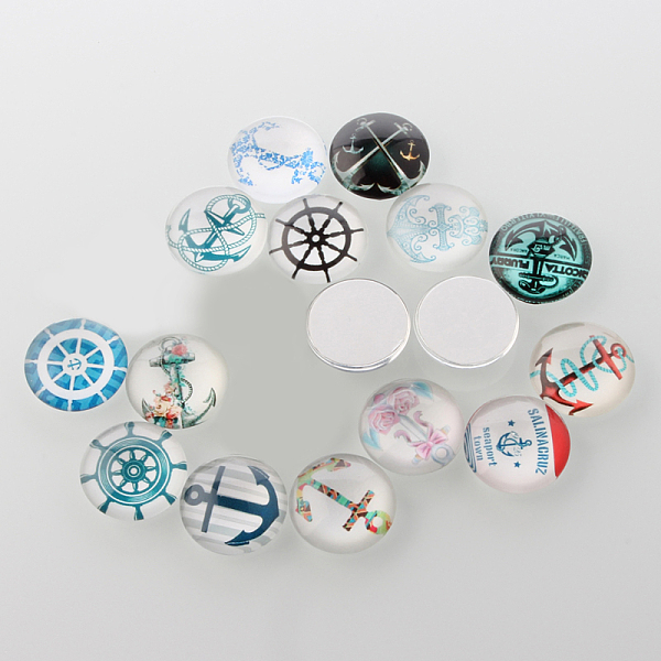 PandaHall Helm & Anchor Printed Glass Cabochons, Half Round/Dome, Mixed Color, 25x7mm Glass Half Round Multicolor
PandaHall Helm & Anchor Printed Glass Cabochons, Half Round/Dome, Mixed Color, 25x7mm Glass Half Round Multicolor