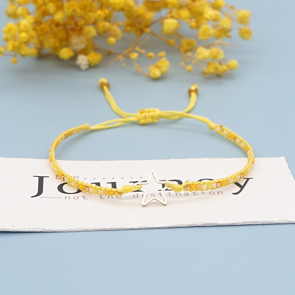 PandaHall Miyuki Seed Braided Bead Bracelet with Open Star, Adjustable Friendship Bracelet for Women, Yellow, 11 inch(28cm) Glass Yellow
PandaHall Miyuki Seed Braided Bead Bracelet with Open Star, Adjustable Friendship Bracelet for Women, Yellow, 11 inch(28cm) Glass Yellow