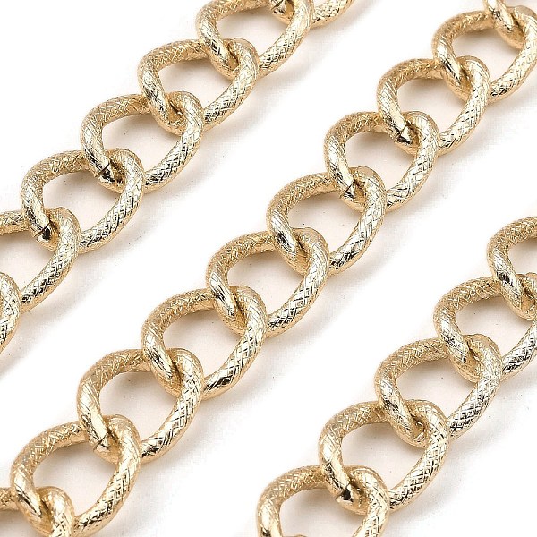 PandaHall Aluminium Curb Chains, Texture, Unwelded, with Spool, Light Gold, 18x13.5x2.5mm, about 32.81 Feet(10m)/Roll Aluminum
PandaHall Aluminium Curb Chains, Texture, Unwelded, with Spool, Light Gold, 18x13.5x2.5mm, about 32.81 Feet(10m)/Roll Aluminum