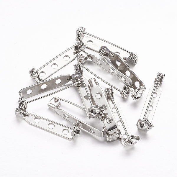 PandaHall Iron Pin Backs, Platinum Color, 27mm long, 5mm wide, 7mm thick, hole: about 2mm, Pin: 0.8mm Iron
PandaHall Iron Pin Backs, Platinum Color, 27mm long, 5mm wide, 7mm thick, hole: about 2mm, Pin: 0.8mm Iron
