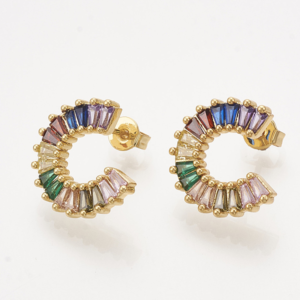 PandaHall Brass Cubic Zirconia Stud Earrings, Half Hoop Earrings, with Ear Nuts, Horseshoe, Colorful, Golden, 15.5x14mm, Pin: 0.7mm Cubic...
PandaHall Brass Cubic Zirconia Stud Earrings, Half Hoop Earrings, with Ear Nuts, Horseshoe, Colorful, Golden, 15.5x14mm, Pin: 0.7mm Cubic...