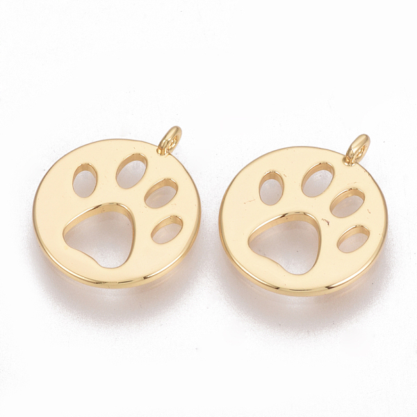 PandaHall Brass Charms, Flat Round with Dog Paw Prints, Nickel Free, Real 18K Gold Plated, 14x12x1mm, Hole: 1mm Brass Flat Round
PandaHall Brass Charms, Flat Round with Dog Paw Prints, Nickel Free, Real 18K Gold Plated, 14x12x1mm, Hole: 1mm Brass Flat Round