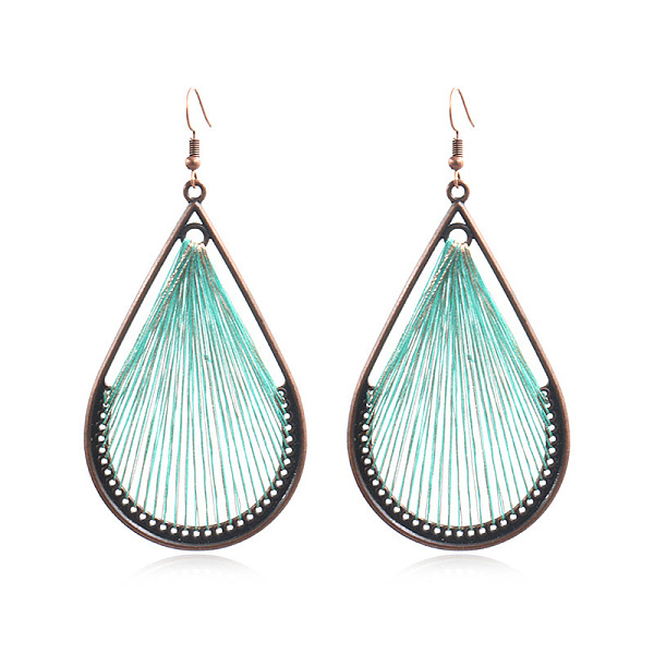PandaHall Bohemia Style Alloy Dangle Earrings, with Cotton Thread and Metallic Cord, Teardrop, Red Copper, Aquamarine, 93x45mm Cotton Green
PandaHall Bohemia Style Alloy Dangle Earrings, with Cotton Thread and Metallic Cord, Teardrop, Red Copper, Aquamarine, 93x45mm Cotton Green