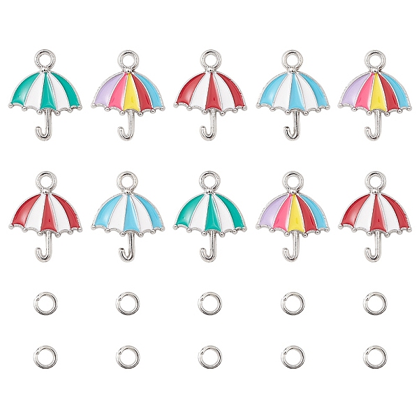 PandaHall Umbrella Alloy Enamel Pendants, with Brass Open Jump Rings, Mixed Color, Pendants: 19.5x15x2mm, hole: 2.2mm, 10pcs; Jump Rings: 20..., Multicolor
PandaHall Umbrella Alloy Enamel Pendants, with Brass Open Jump Rings, Mixed Color, Pendants: 19.5x15x2mm, hole: 2.2mm, 10pcs; Jump Rings: 20..., Multicolor