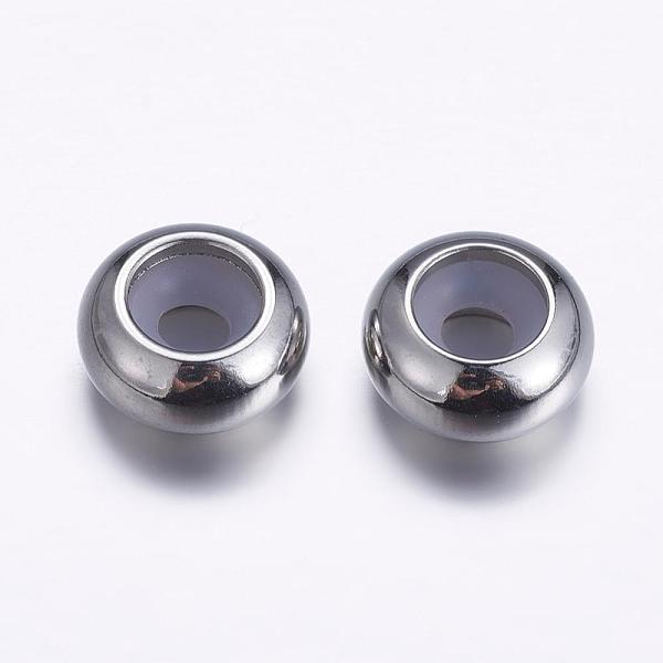 PandaHall 304 Surgical Stainless Steel Beads, with Rubber Inside, Slider Beads, Stopper Beads, Rondelle, Stainless Steel Color, 10x5mm, Hole...
PandaHall 304 Surgical Stainless Steel Beads, with Rubber Inside, Slider Beads, Stopper Beads, Rondelle, Stainless Steel Color, 10x5mm, Hole...