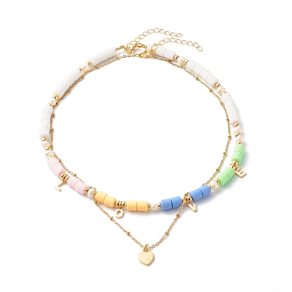 PandaHall Polymer Clay Beaded Necklace Set, with Pearl & Brass Beads and 304 Stainless Steel Cable Chains, Heart & Love, Colorful, 16.14...
PandaHall Polymer Clay Beaded Necklace Set, with Pearl & Brass Beads and 304 Stainless Steel Cable Chains, Heart & Love, Colorful, 16.14...