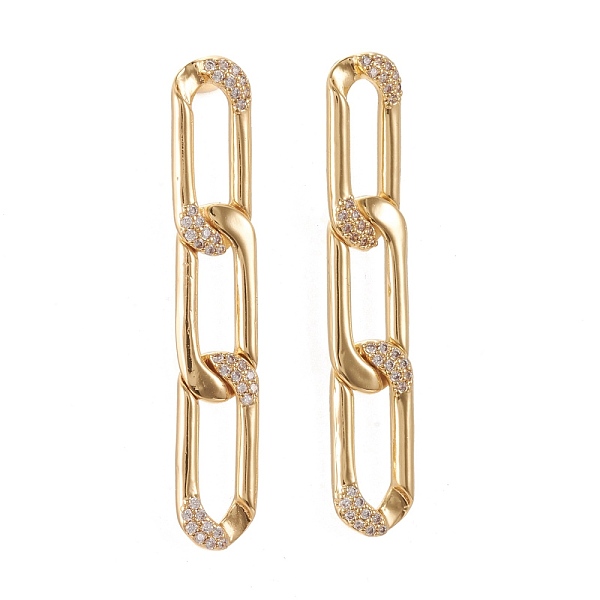 PandaHall Brass Micro Pave Clear Cubic Zirconia Dangle Stud Earrings, with Ear Nuts, Long-Lasting Plated, Curb Chain Shape, Real 18K Gold...
PandaHall Brass Micro Pave Clear Cubic Zirconia Dangle Stud Earrings, with Ear Nuts, Long-Lasting Plated, Curb Chain Shape, Real 18K Gold...