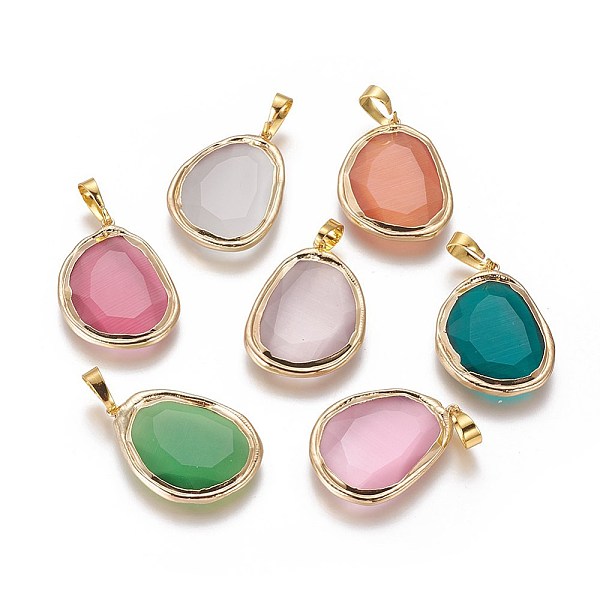 PandaHall Electroplate Cat Eye Pendants, with Brass Findings, Edge Golden Plated, Faceted, Teardrop, Mixed Color, 29~29.5x21.5~22.5x4~4.5mm..., Multicolor
PandaHall Electroplate Cat Eye Pendants, with Brass Findings, Edge Golden Plated, Faceted, Teardrop, Mixed Color, 29~29.5x21.5~22.5x4~4.5mm..., Multicolor