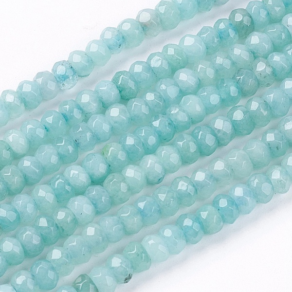 PandaHall Natural White Jade Bead Strands, Dyed, Faceted, Abacus Beads, Rondelle, Light Cyan, 4~5x3mm, Hole: 0.5mm, about 116-120pcs/strand...
PandaHall Natural White Jade Bead Strands, Dyed, Faceted, Abacus Beads, Rondelle, Light Cyan, 4~5x3mm, Hole: 0.5mm, about 116-120pcs/strand...
