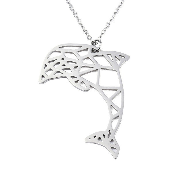 PandaHall 201 Stainless Steel Dolphin Pendant Necklaces, with Cable Chains, Stainless Steel Color, 17.5 inch~17.9 inch(44.5~45.5cm), 1.5mm...
PandaHall 201 Stainless Steel Dolphin Pendant Necklaces, with Cable Chains, Stainless Steel Color, 17.5 inch~17.9 inch(44.5~45.5cm), 1.5mm...