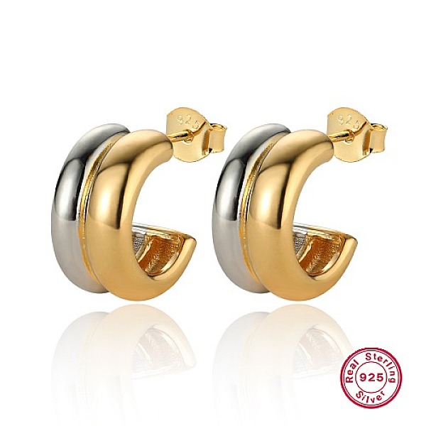 PandaHall Two Tone 925 Sterling Silver Stud Earrings, Half Hoop Earrings, Platinum & Golden, 15x8mm Sterling Silver Ring
PandaHall Two Tone 925 Sterling Silver Stud Earrings, Half Hoop Earrings, Platinum & Golden, 15x8mm Sterling Silver Ring