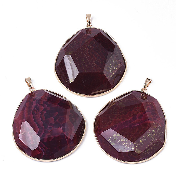PandaHall Natural Crackle Agate Big Pendants, with Light Gold Plated Brass Edge & Pinch Bails, Dyed & Heated, Oval, Faceted, Medium Violet..., Red
PandaHall Natural Crackle Agate Big Pendants, with Light Gold Plated Brass Edge & Pinch Bails, Dyed & Heated, Oval, Faceted, Medium Violet..., Red