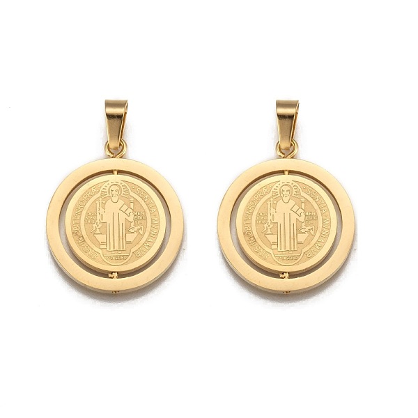 PandaHall 304 Stainless Steel Pendants, Flat Round with Saint Benedict Medal, Golden, 27x23x2mm, Hole: 4x6.5mm 304 Stainless Steel Flat...
PandaHall 304 Stainless Steel Pendants, Flat Round with Saint Benedict Medal, Golden, 27x23x2mm, Hole: 4x6.5mm 304 Stainless Steel Flat...