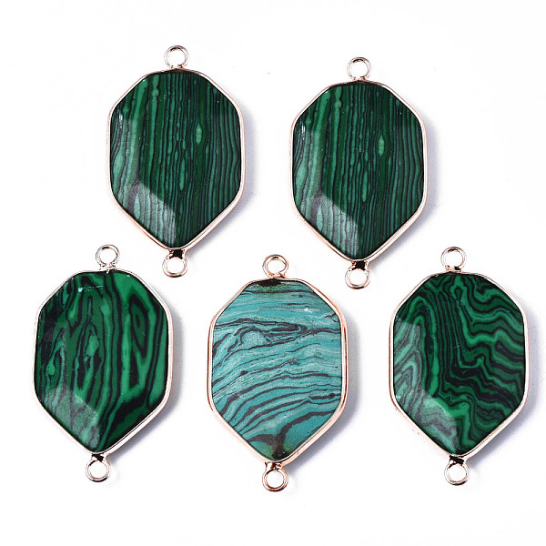 PandaHall Synthetic Malachite Links Connectors, with Edge Rose Gold Plated Brass Findings, Faceted, Polygon, 39~40x22~23x5~7mm, Hole: 2.5mm...
PandaHall Synthetic Malachite Links Connectors, with Edge Rose Gold Plated Brass Findings, Faceted, Polygon, 39~40x22~23x5~7mm, Hole: 2.5mm...
