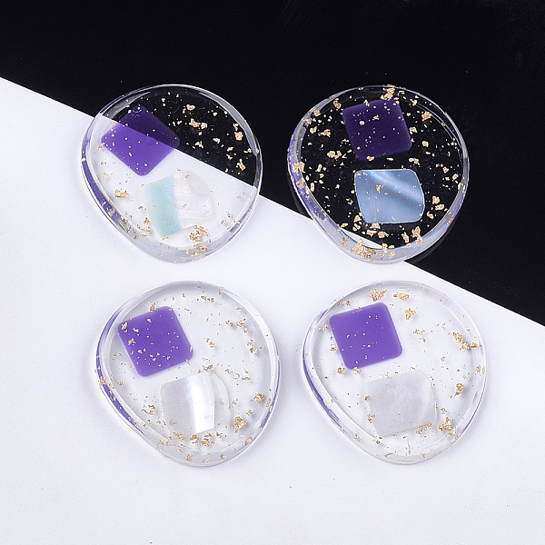 PandaHall Transparent Resin Cabochons, with Shell and Gold Foil, Flat Round, Blue Violet, 32.5x30x4~4.5mm Resin Flat Round
PandaHall Transparent Resin Cabochons, with Shell and Gold Foil, Flat Round, Blue Violet, 32.5x30x4~4.5mm Resin Flat Round