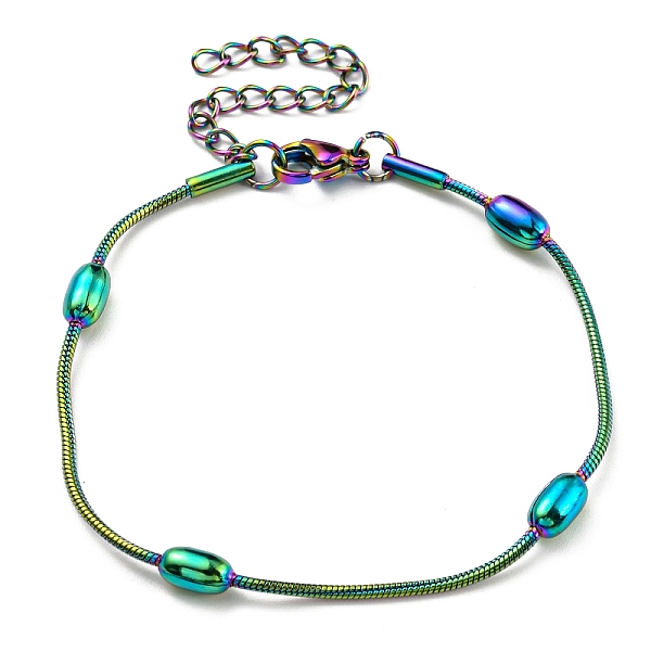 PandaHall Ion Plating(IP) 304 Stainless Steel Round Snake Chain Bracelet with Oval Beaded, Rainbow Color, 6-5/8 inch(16.8cm) 304 Stainless...
PandaHall Ion Plating(IP) 304 Stainless Steel Round Snake Chain Bracelet with Oval Beaded, Rainbow Color, 6-5/8 inch(16.8cm) 304 Stainless...