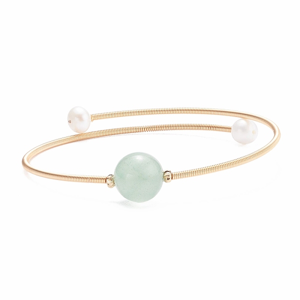 PandaHall Natural Pearl & Green Aventurine Round Beaded Wrap Cuff Bangle, Brass Torque Bangle for Women, Golden, Inner Diameter: 2-1/8 inch...
PandaHall Natural Pearl & Green Aventurine Round Beaded Wrap Cuff Bangle, Brass Torque Bangle for Women, Golden, Inner Diameter: 2-1/8 inch...