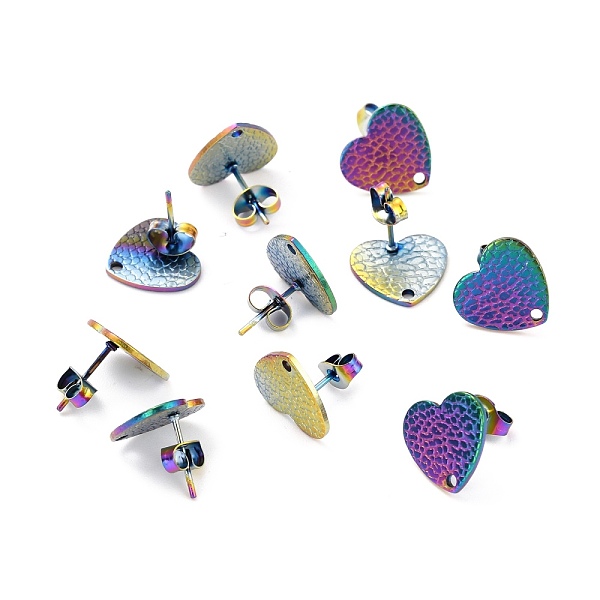 PandaHall Ion Plating(IP) 304 Stainless Steel Stud Earring Findings, with Ear Nuts, Textured Heart, Rainbow Color, 12x13mm, Hole: 1.5mm, Pin...
PandaHall Ion Plating(IP) 304 Stainless Steel Stud Earring Findings, with Ear Nuts, Textured Heart, Rainbow Color, 12x13mm, Hole: 1.5mm, Pin...
