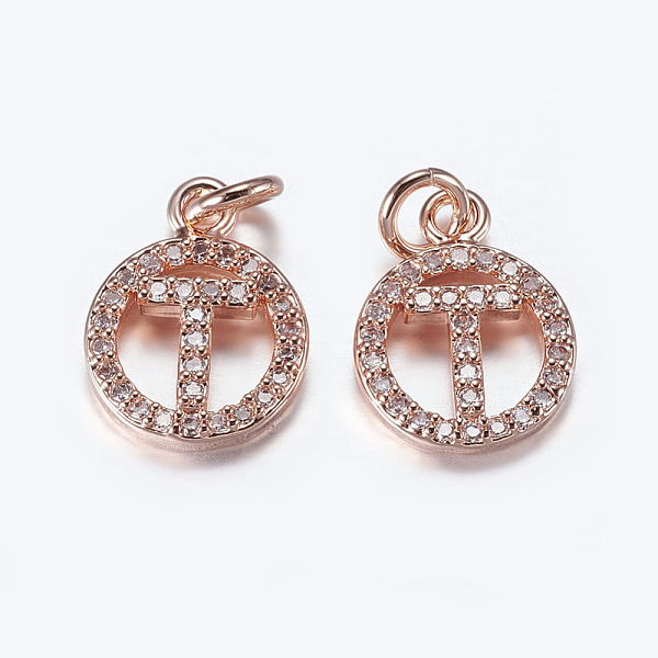PandaHall Brass Micro Pave Cubic Zirconia Pendants, Cadmium Free & Lead Free, Flat Round, Letter.T, Rose Gold, 16x10x2~2.5mm, Hole: 2.5~3mm...
PandaHall Brass Micro Pave Cubic Zirconia Pendants, Cadmium Free & Lead Free, Flat Round, Letter.T, Rose Gold, 16x10x2~2.5mm, Hole: 2.5~3mm...