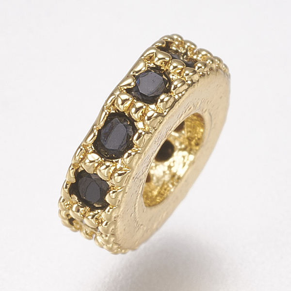 PandaHall Brass Micro Pave Cubic Zirconia Bead Spacers, Flat Round, Black, Golden, 6x2mm, Hole: 2.5mm Brass+Cubic Zirconia Flat Round Black
PandaHall Brass Micro Pave Cubic Zirconia Bead Spacers, Flat Round, Black, Golden, 6x2mm, Hole: 2.5mm Brass+Cubic Zirconia Flat Round Black
