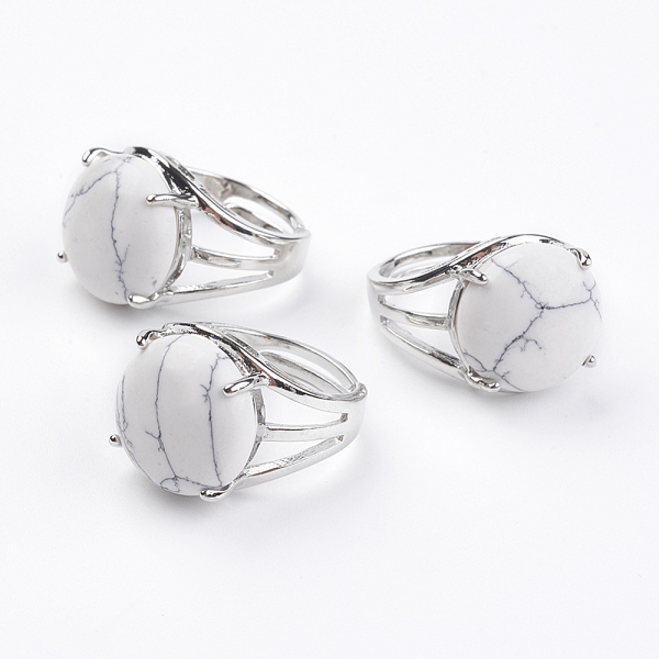 PandaHall Adjustable Natural Howlite Finger Rings, with Brass Findings, US Size 7 1/4(17.5mm) Howlite White
PandaHall Adjustable Natural Howlite Finger Rings, with Brass Findings, US Size 7 1/4(17.5mm) Howlite White