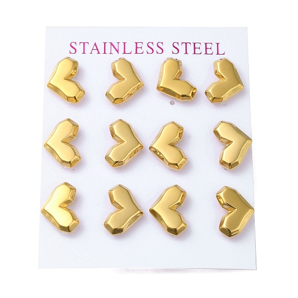 PandaHall Vacuum Plating 304 Stainless Steel Stud Earring, Heart, Golden, 13x11.5mm, 12pcs/set 304 Stainless Steel Heart
PandaHall Vacuum Plating 304 Stainless Steel Stud Earring, Heart, Golden, 13x11.5mm, 12pcs/set 304 Stainless Steel Heart