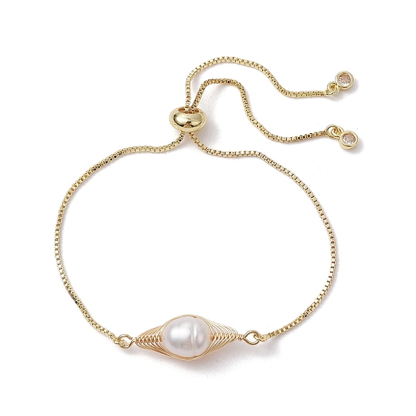 PandaHall Natural Pearl Link Slider Braceket, with Brass Box Chains, Golden, Inner Diameter: 3-1/8 inch(7.9cm) Pearl
PandaHall Natural Pearl Link Slider Braceket, with Brass Box Chains, Golden, Inner Diameter: 3-1/8 inch(7.9cm) Pearl