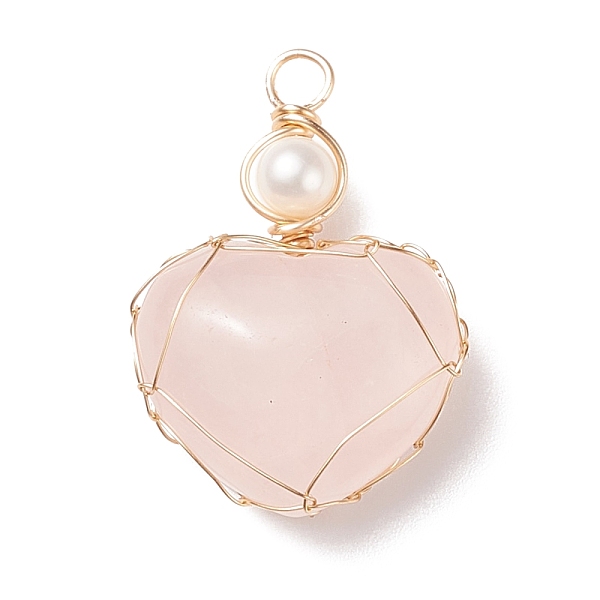 PandaHall Natural Rose Quartz & Freshwater Pearl Pendants, with Real 18K Gold Plated Copper Wire Wrapped, Heart, 33~36.5x24.5x8.5~11.5mm...
PandaHall Natural Rose Quartz & Freshwater Pearl Pendants, with Real 18K Gold Plated Copper Wire Wrapped, Heart, 33~36.5x24.5x8.5~11.5mm...