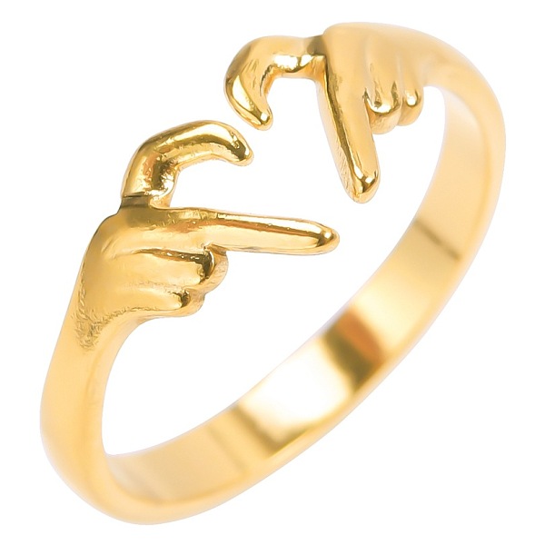 PandaHall Minimalist Stainless Steel Heart Gesture Open Cuff Rings for Women, Golden Other
PandaHall Minimalist Stainless Steel Heart Gesture Open Cuff Rings for Women, Golden Other