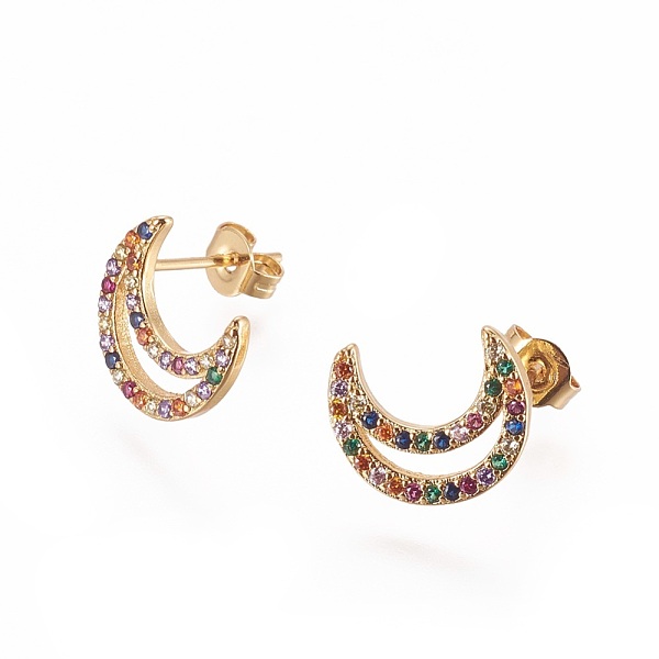 PandaHall Brass Micro Pave Cubic Zirconia Stud Crawler Earrings, Climber Earrings, Crescent Moon, Golden, Colorful, 12x10mm, Pin: 0.8mm...
PandaHall Brass Micro Pave Cubic Zirconia Stud Crawler Earrings, Climber Earrings, Crescent Moon, Golden, Colorful, 12x10mm, Pin: 0.8mm...