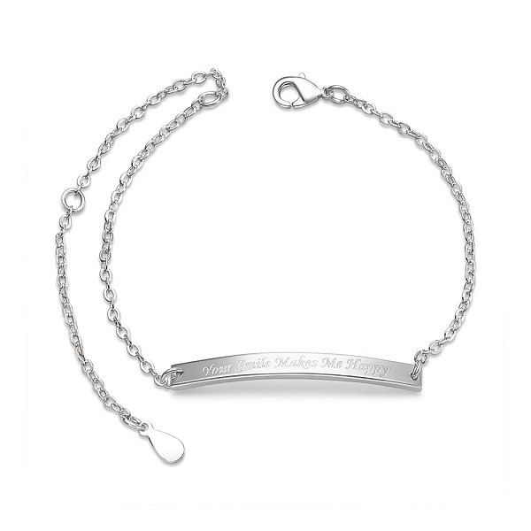 PandaHall SHEGRACE Brass Inspirational ID Bracelets, with Cable Chains, Rectangle with Word Your Smile Make Me Happy, Platinum, 6-1/2 inch...
PandaHall SHEGRACE Brass Inspirational ID Bracelets, with Cable Chains, Rectangle with Word Your Smile Make Me Happy, Platinum, 6-1/2 inch...