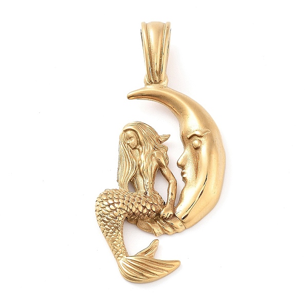 PandaHall 304 Stainless Steel Big Pendants, Moon with Mermaid Charm, Golden, 50x25x4.8mm, Hole: 7.2x4.8mm 304 Stainless Steel Moon
PandaHall 304 Stainless Steel Big Pendants, Moon with Mermaid Charm, Golden, 50x25x4.8mm, Hole: 7.2x4.8mm 304 Stainless Steel Moon