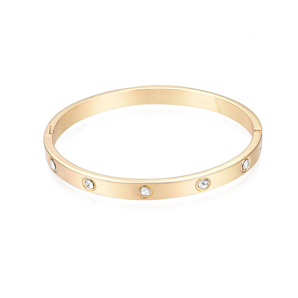 PandaHall Brass Hinged Bangle with Crystal Rhinestone for Women, Golden, Inner Diameter: 2x2-1/4 inch(5.1x5.85cm) Rhinestone
PandaHall Brass Hinged Bangle with Crystal Rhinestone for Women, Golden, Inner Diameter: 2x2-1/4 inch(5.1x5.85cm) Rhinestone