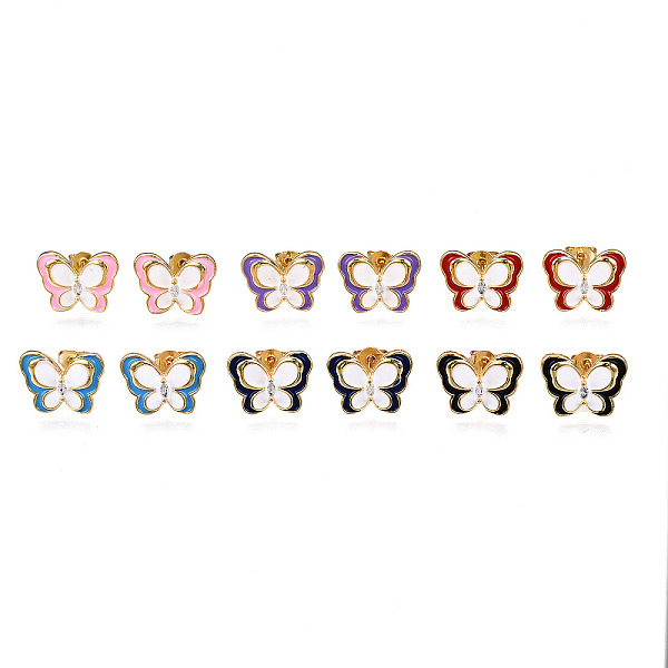 PandaHall Brass Micro Pave Cubic Zirconia Stud Earrings, with Ear Nuts and Enamel, Nickel Free, Butterfly, Real 16K Gold Plated, Mixed Color..., Multicolor
PandaHall Brass Micro Pave Cubic Zirconia Stud Earrings, with Ear Nuts and Enamel, Nickel Free, Butterfly, Real 16K Gold Plated, Mixed Color..., Multicolor