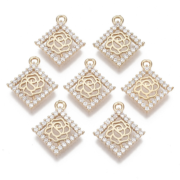 PandaHall Brass Micro Pave Cubic Zirconia Pendants, Rhombus with Rose, Light Gold, Clear, 19.5x16.5x3mm, Hole: 1.5mm, Diagonal Length...
PandaHall Brass Micro Pave Cubic Zirconia Pendants, Rhombus with Rose, Light Gold, Clear, 19.5x16.5x3mm, Hole: 1.5mm, Diagonal Length...