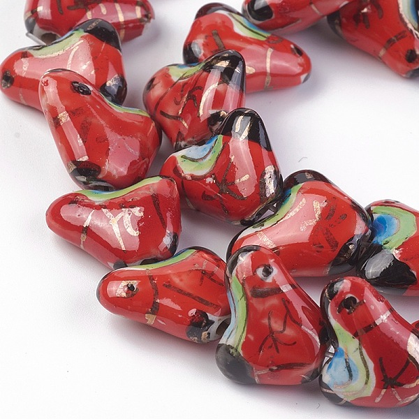 PandaHall Handmade Porcelain Beads Strands, Ornamental With Gold, Chick, Dark Red, 12.5~14.5x16~16.5x6.5~7.5mm, Hole: 1.5~2mm, about...
PandaHall Handmade Porcelain Beads Strands, Ornamental With Gold, Chick, Dark Red, 12.5~14.5x16~16.5x6.5~7.5mm, Hole: 1.5~2mm, about...