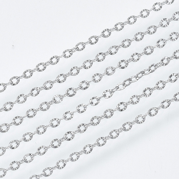 PandaHall 304 Stainless Steel Chains, Cable Chains, Link Chains, Textured, with Spool, Stainless Steel Color, 1.6x1.2x0.2mm, about 82.02...
PandaHall 304 Stainless Steel Chains, Cable Chains, Link Chains, Textured, with Spool, Stainless Steel Color, 1.6x1.2x0.2mm, about 82.02...