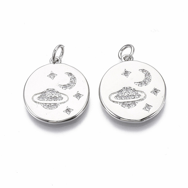 PandaHall Brass Micro Pave Clear Cubic Zirconia Pendants, with Jump Ring, Nickel Free, Flat Round with Star/Moon/Universe, Real Platinum...
PandaHall Brass Micro Pave Clear Cubic Zirconia Pendants, with Jump Ring, Nickel Free, Flat Round with Star/Moon/Universe, Real Platinum...