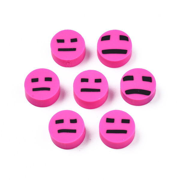 PandaHall Handmade Polymer Clay Beads, Flat Round with Expression, Deep Pink, 9~10x4~5mm, Hole: 1.6mm Polymer Clay Flat Round
PandaHall Handmade Polymer Clay Beads, Flat Round with Expression, Deep Pink, 9~10x4~5mm, Hole: 1.6mm Polymer Clay Flat Round