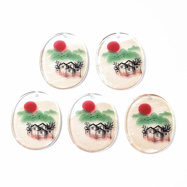 PandaHall Transparent Printed Acrylic Pendants, Oval with House and Sunrise, Colorful, 38x30x2.5mm, Hole: 1.6mm Acrylic Oval
PandaHall Transparent Printed Acrylic Pendants, Oval with House and Sunrise, Colorful, 38x30x2.5mm, Hole: 1.6mm Acrylic Oval