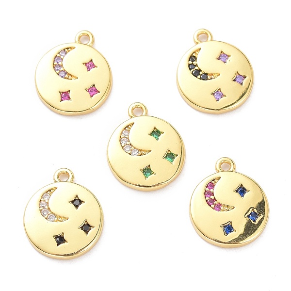 PandaHall Brass Micro Pave Cubic Zirconia Pendants, Flat Round with Moon & Star, Mixed Color, 11.5x9.5x1.5mm, Hole: 1mm Brass+Cubic Zirconia..., Multicolor
PandaHall Brass Micro Pave Cubic Zirconia Pendants, Flat Round with Moon & Star, Mixed Color, 11.5x9.5x1.5mm, Hole: 1mm Brass+Cubic Zirconia..., Multicolor