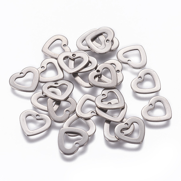 PandaHall 201 Stainless Steel Open Heart Charms, Hollow, Stainless Steel Color, 10x11x1mm, Hole: 1mm 201 Stainless Steel Heart
PandaHall 201 Stainless Steel Open Heart Charms, Hollow, Stainless Steel Color, 10x11x1mm, Hole: 1mm 201 Stainless Steel Heart