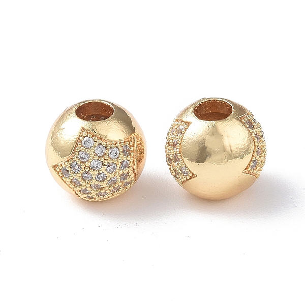 PandaHall Brass Micro Pave Cubic Zirconia Beads, Round with Star, Real 18K Gold Plated, 10x9.5mm, Hole: 4mm Brass+Cubic Zirconia Round Clear
PandaHall Brass Micro Pave Cubic Zirconia Beads, Round with Star, Real 18K Gold Plated, 10x9.5mm, Hole: 4mm Brass+Cubic Zirconia Round Clear