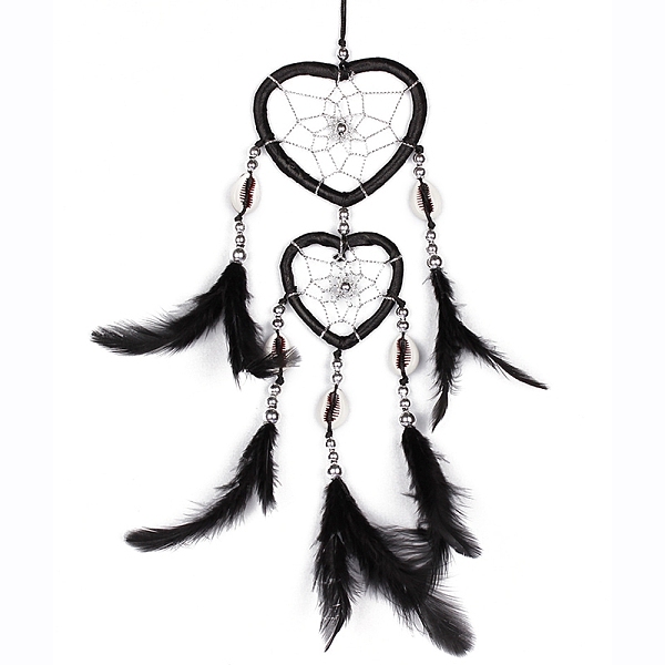 PandaHall Heart Woven Web/Net with Feather Wall Hanging Decorations, with Iron Ring, for Home Bedroom Decorations, Black, 350~400mm Feather...
PandaHall Heart Woven Web/Net with Feather Wall Hanging Decorations, with Iron Ring, for Home Bedroom Decorations, Black, 350~400mm Feather...