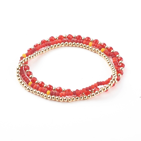PandaHall Glass & Brass Stretch Beaded Bracelets Sets, Stackable Bracelets, Round & Rondelle, Golden, Red, Inner Diameter: 2 inch(5cm), 2...
PandaHall Glass & Brass Stretch Beaded Bracelets Sets, Stackable Bracelets, Round & Rondelle, Golden, Red, Inner Diameter: 2 inch(5cm), 2...