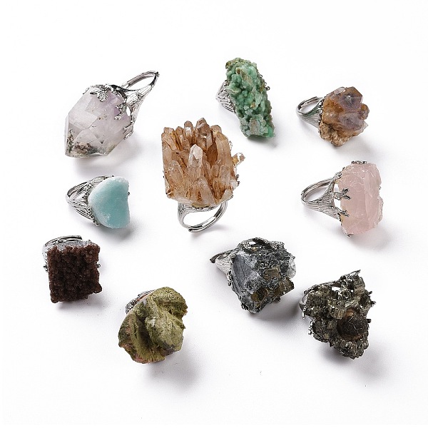PandaHall Natural Gemstone Irregular Druzy Adjustable Ring, Raw Rough Ring, Platinum Plated Brass Jewelry for Women, Inner Diameter...
PandaHall Natural Gemstone Irregular Druzy Adjustable Ring, Raw Rough Ring, Platinum Plated Brass Jewelry for Women, Inner Diameter...