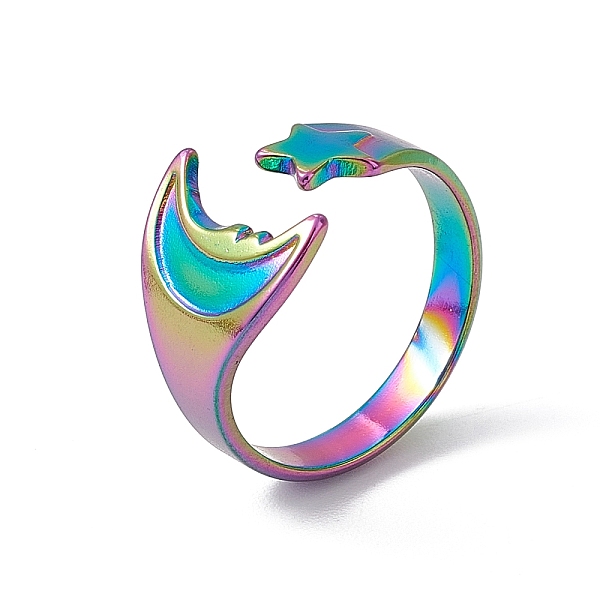 PandaHall Ion Plating(IP) 304 Stainless Steel Moon & Star Open Cuff Ring for Women, Rainbow Color, US Size 6(16.5mm) 304 Stainless Steel
PandaHall Ion Plating(IP) 304 Stainless Steel Moon & Star Open Cuff Ring for Women, Rainbow Color, US Size 6(16.5mm) 304 Stainless Steel
